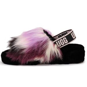 UGG Fluff Yeah Tie Dye Slide Slippers Size 10 Color Purple Black